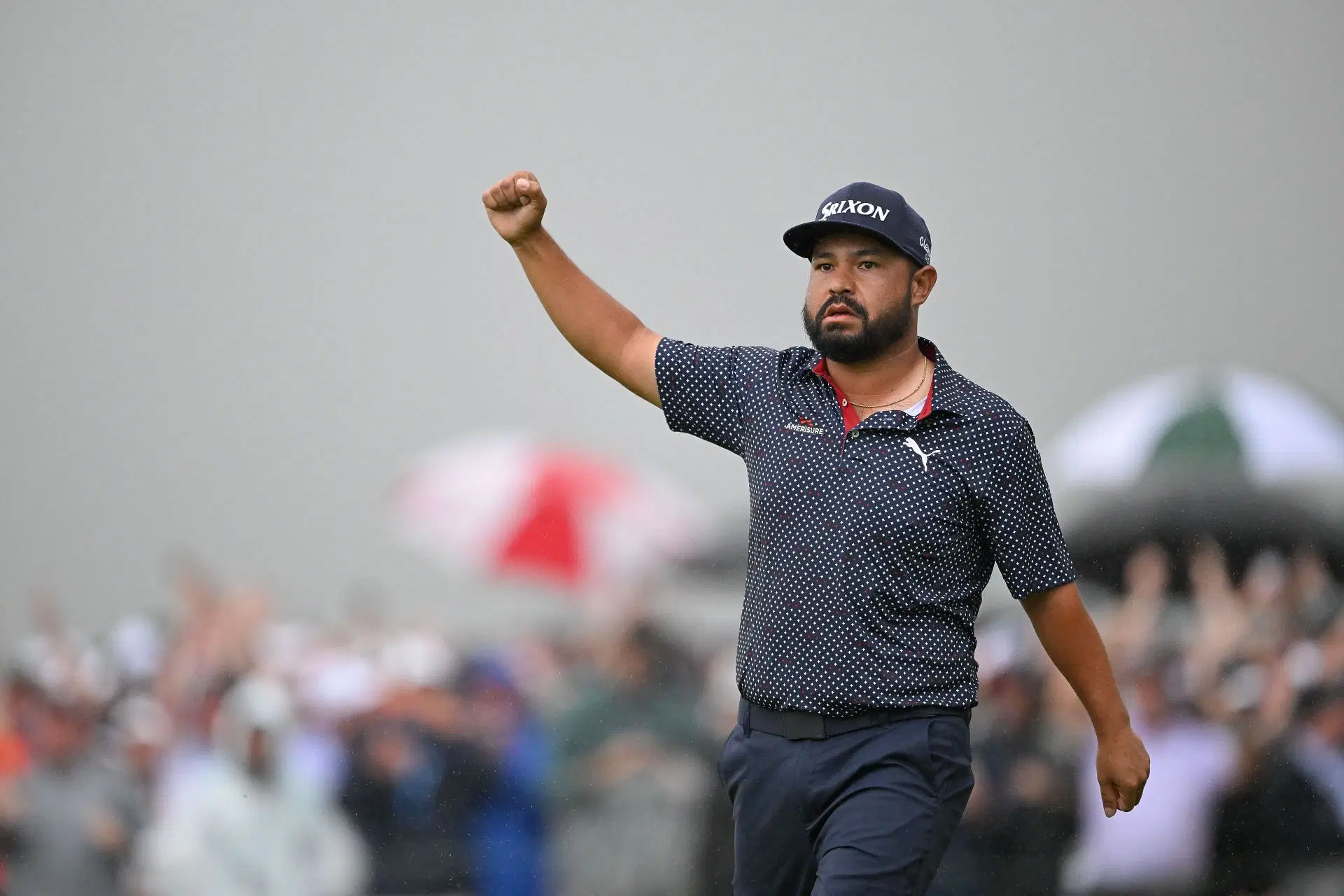 J.J Spaun celebrates after the winning putt at the 2025 U.S. OPEN - Source: Getty