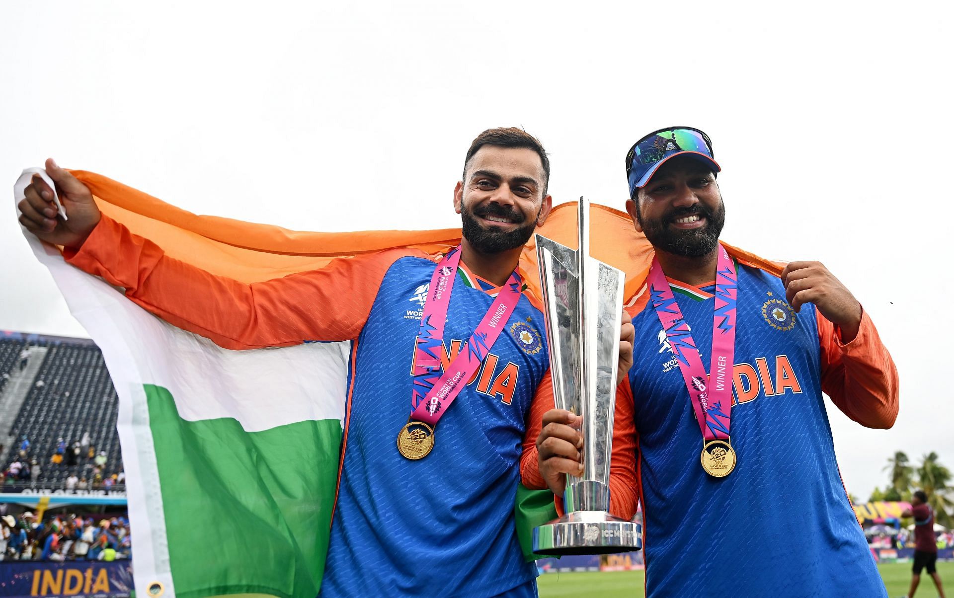 Virat Kohli and Rohit Sharma celebrated India&#039;s 2024 T20 World Cup triumph in style [Credit: Getty]