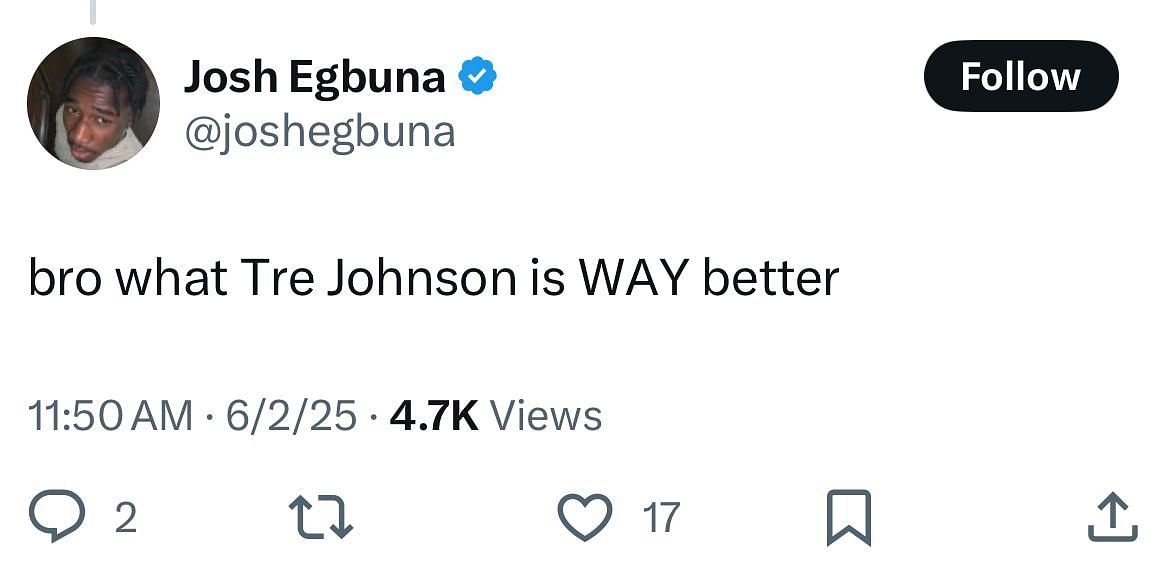 An X user says Johnson is better than Maluach (image credit: x/nbacentral)