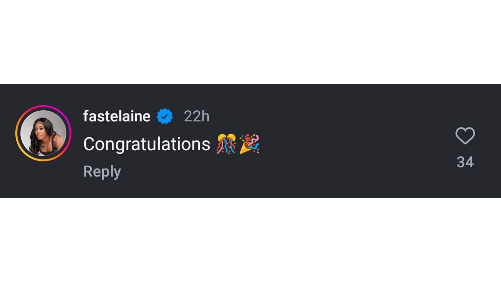 Thompson-Herah&#039;s comment on Anderson&#039;s post - Source: via @britanyanderson456 on Instagram