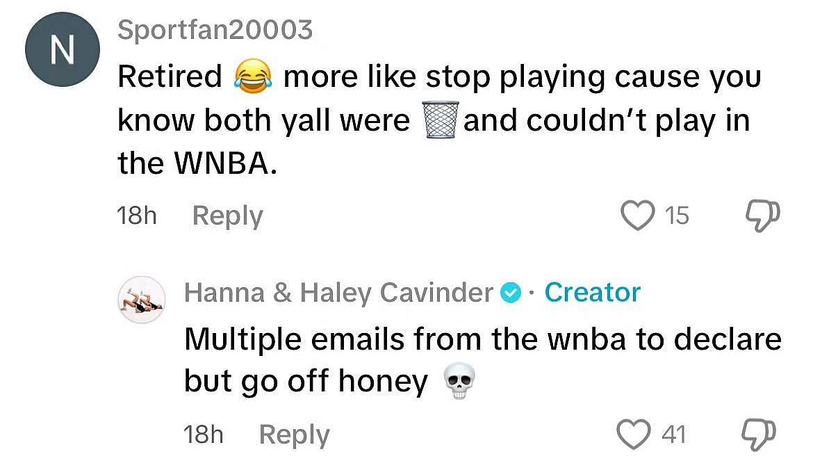 Haley Cavinder responds to a hate comment on TikTok