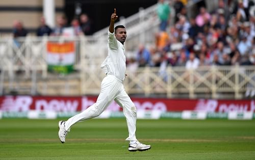 Hardik Pandya of India celebrates dismissing Jonathan Bairstow of England during day two of the Specsavers 3rd Test match between England and India at Trent Bridge on August 19, 2018, in Nottingham, England. (Photo by Gareth Copley/Getty Images)