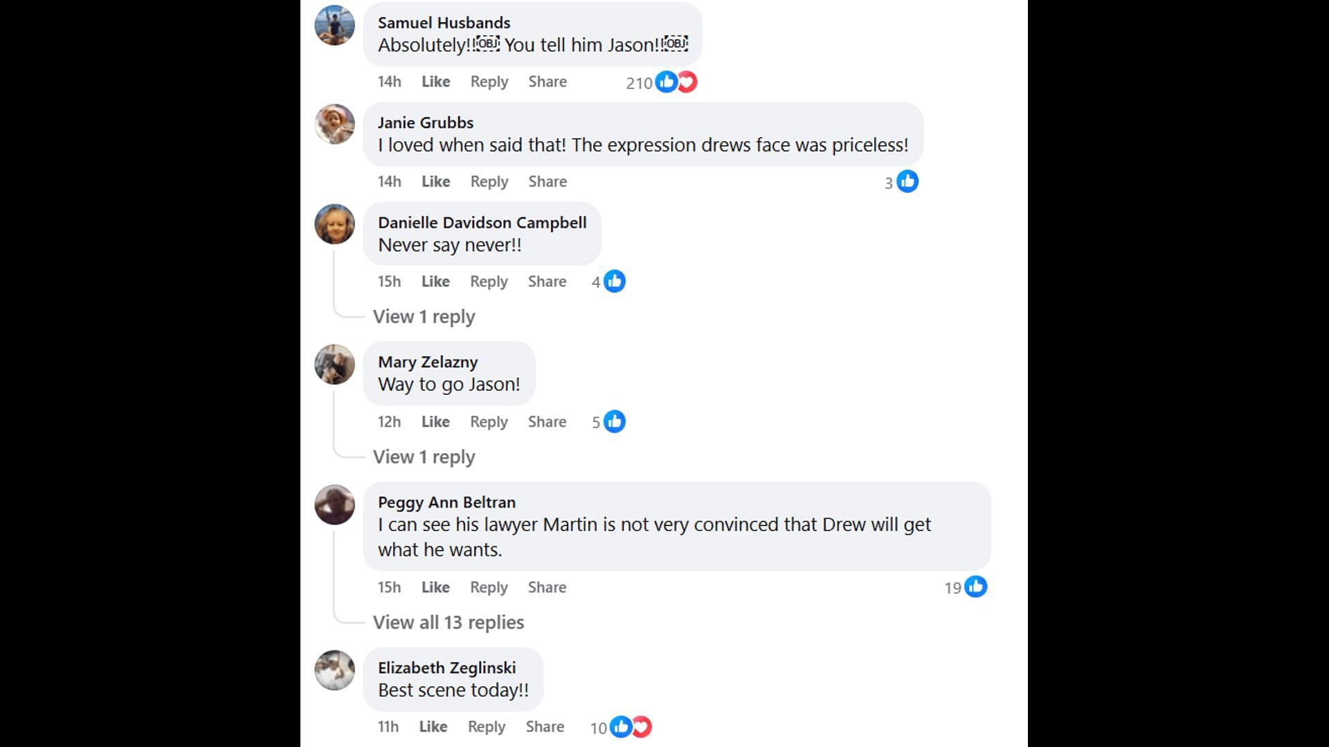 Viac reakcií na zdieľanie svojich myšlienok na Jasona a Drewa (obrázok cez Facebook/General Hospital - Officer)
