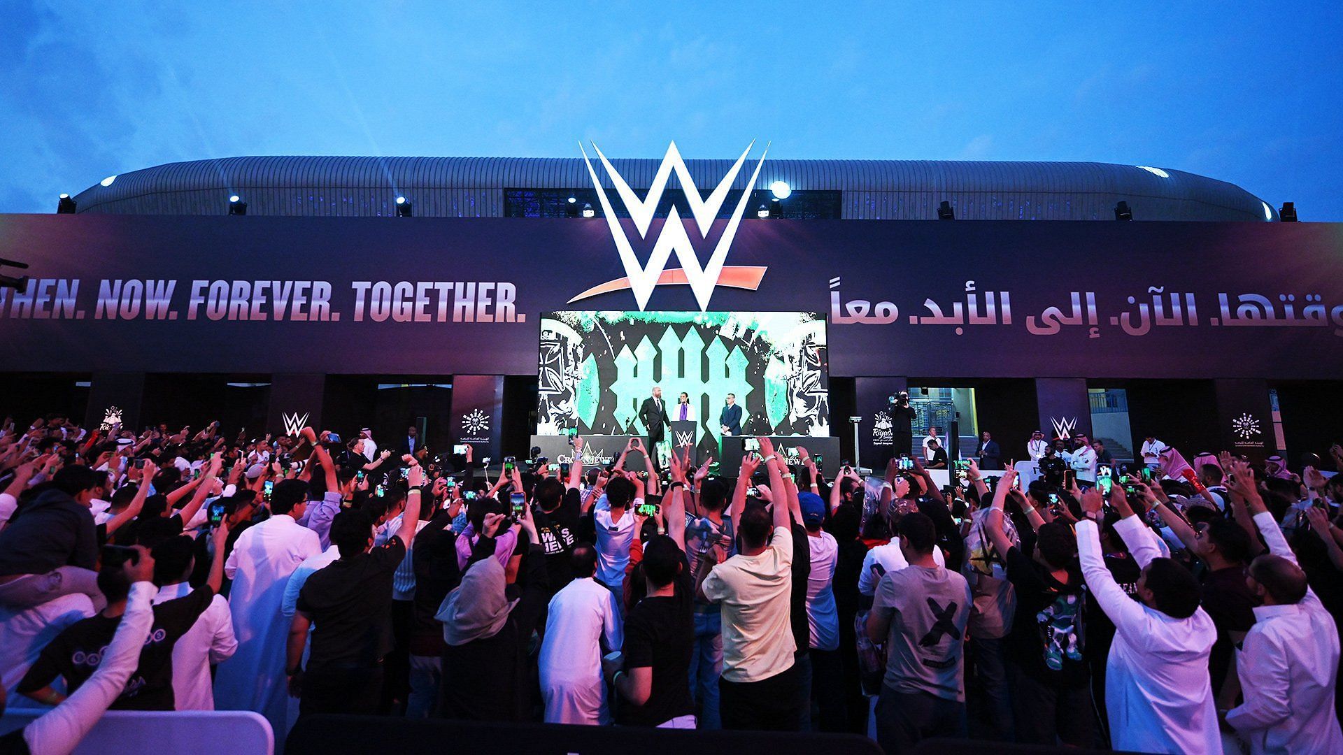 WWE officials make announcements to fans in Saudi Arabia