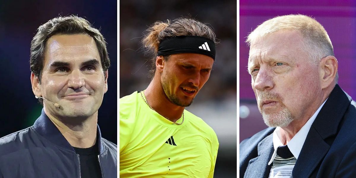 Roger Federer (left), Alexander Zverev (center), Boris Becker (right), Sources: Getty
