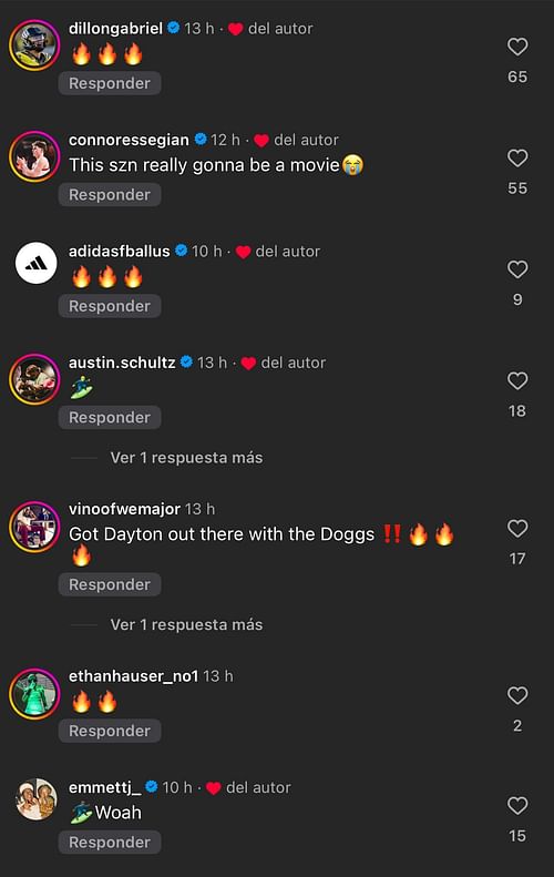 Comments on Dylan Raiola's Instagram post. - Source: Instagram/@dylan.raiola