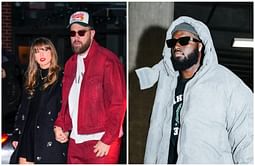 Taylor Swift photobombs Travis Kelce's picture with Raiders TE Ian Thomas from Tight End University event