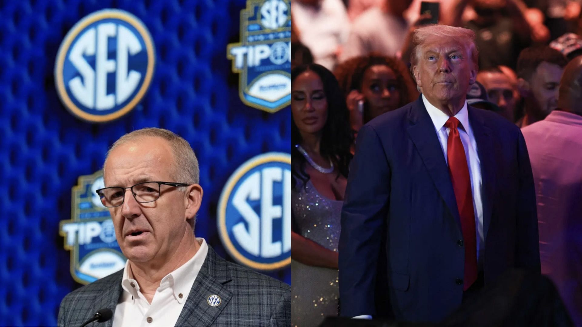 SEC Commissioner Greg Sankey and POTUS Donald Trump 