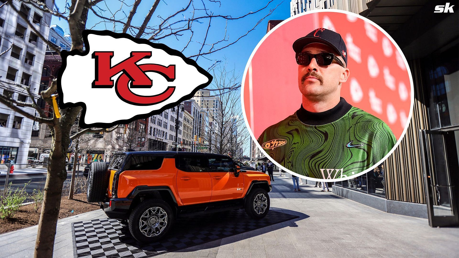 Travis Kelce and Chiefs OL arrive in $107,145 Hummer at KC P&amp;L for night out [Source: Imagn]