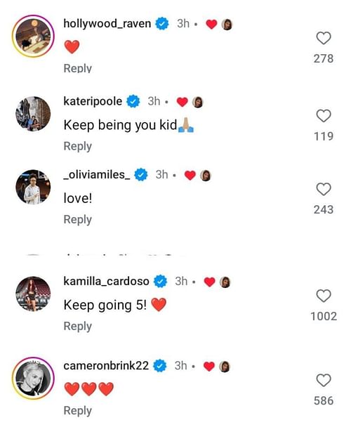 Raven Johnson, Kateri Poole, and Olivia Miles show support for Angel Reese as she shares a motivational post in response to critics. (Images via Instagram @angelreese5)