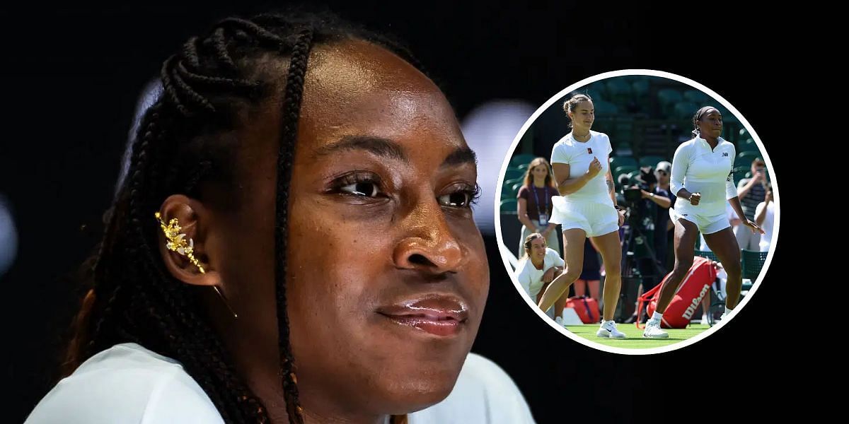 Coco Gauff (background), Aryna Sabalenka and Coco Gauff (inset), Sources: Getty