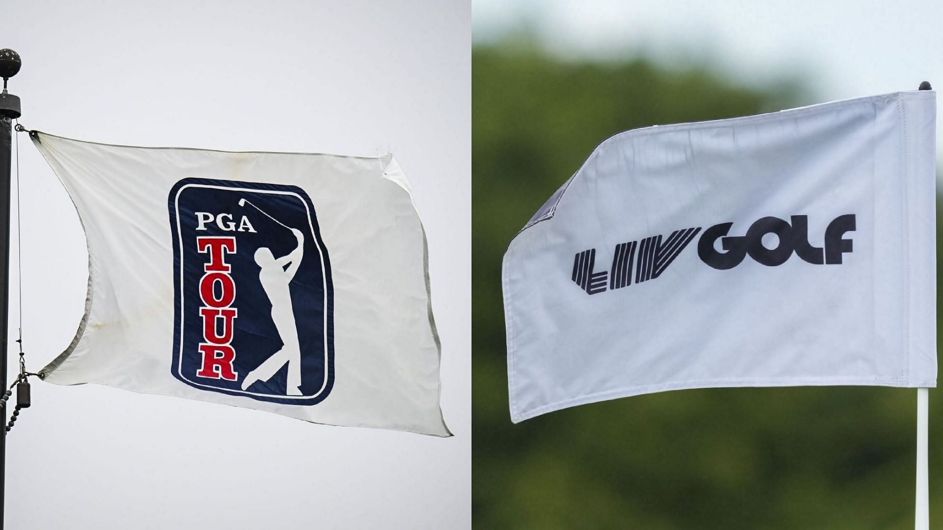 PGA Tour and LIV Golf flags / Source: Getty Images