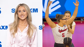 Rebekah Allick reacts as Riley Gaines joins Nebraska governor Jim Pillen in passing of bill banning transgender athletes from women's sports