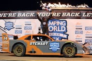 Tony Stewart celebrates after winning the 2021 Camping World Superstar Racing Experience event at Eldora Speedway. Source: Getty