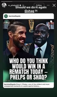 Michael Phelps mocks the epic revenge with the legend of the NBA Shaq 3 Still extracted from the story of Phelps (source: via @m_phelps00/instagram)