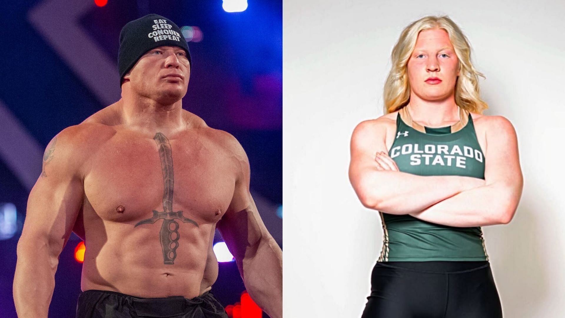 Brock Lesnar and his daughter, Mya Lesnar! [Images from WWE.com and Mya