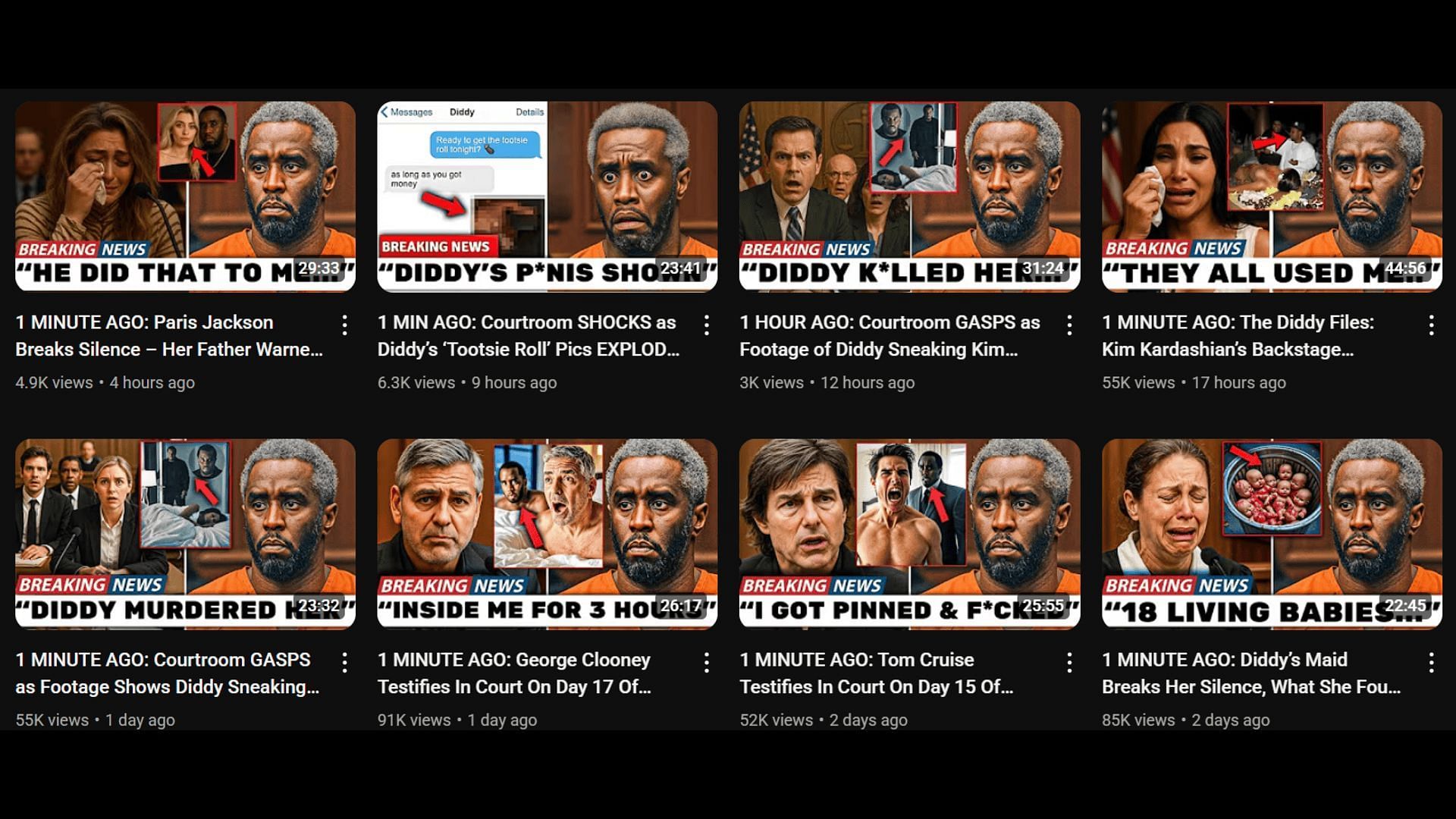 Other clickbait videos posted by Elite Vault channel. (Image via YouTube/ Elite Vault)