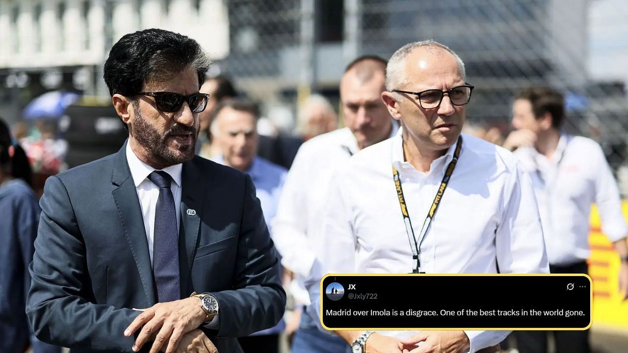 In Picture: F1 Chief Stefano Domenicali and FIA Chief Mohammed Ben Sulayem (foreground). Credit: Getty Images. Fan reaction by: x.com/
