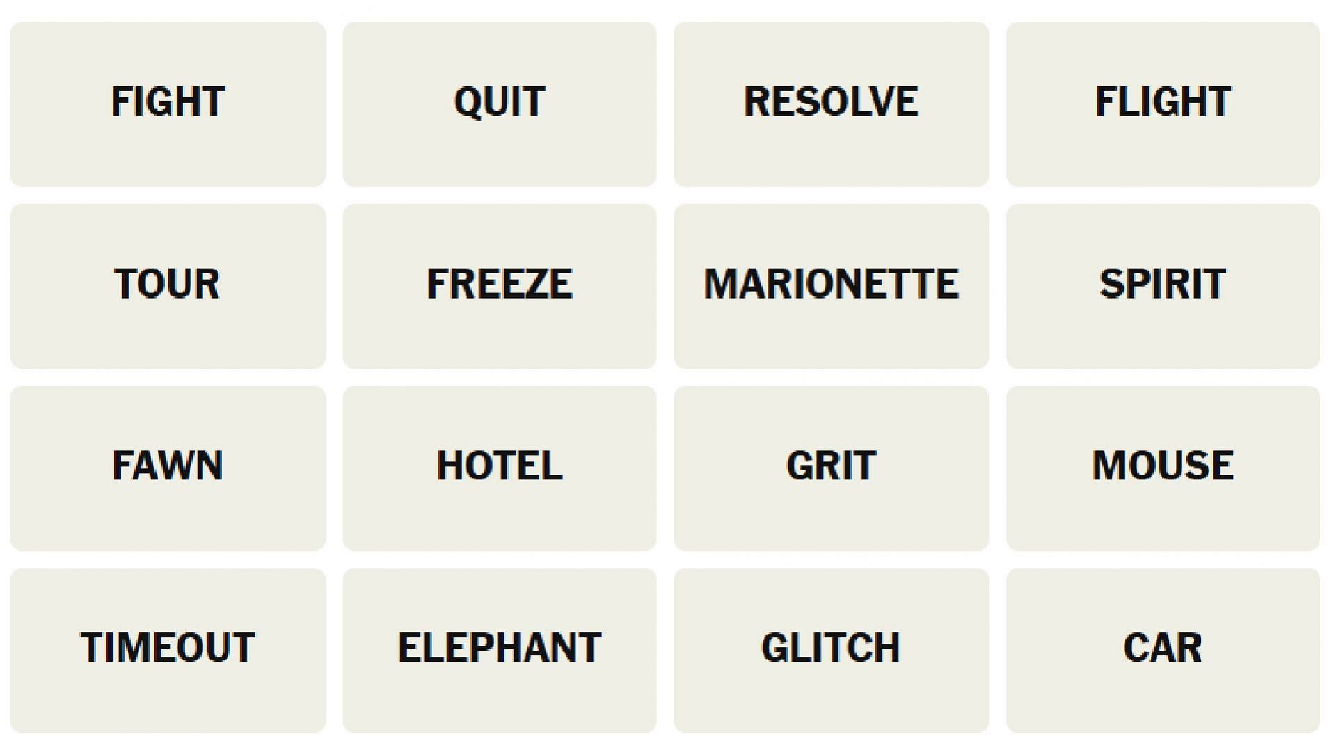 All words for the New York Times Connections puzzle for today (Image via The New York Times)