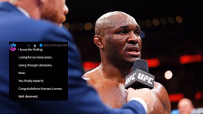 "Blood, sweat and tears," "Bro def getting that belt back" - Fans react as Kamaru Usman fights back tears after ending losing streak at UFC Atlanta