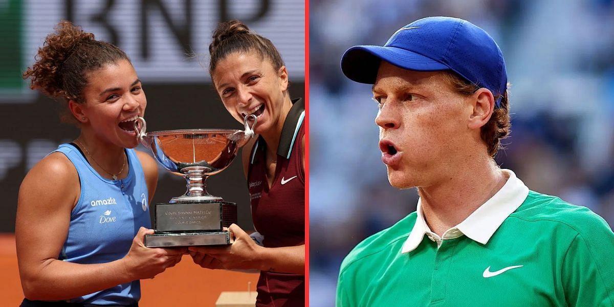 Jasmine Paolini and Sara Errani (left), Jannik Sinner (right), Sources: Getty
