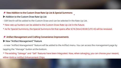 Improvements and changes in the Solo Leveling Arise June 5 update (Image via Netmarble)