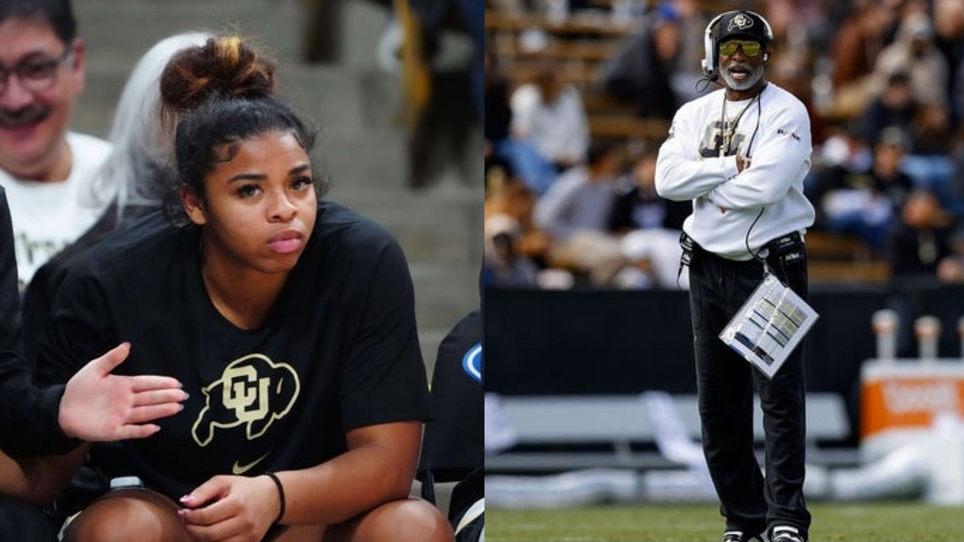 Shelomi Sanders and her father Colorado coach Deion Sanders