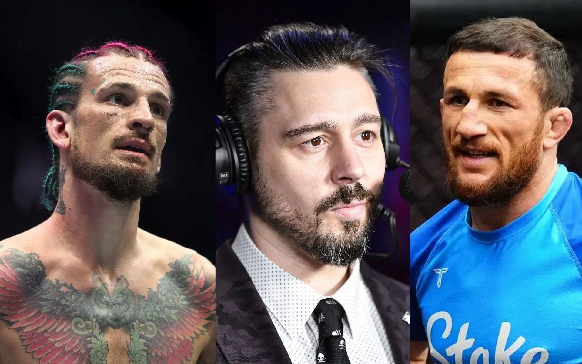 Dan Hardy (middle) breaks down Merab Dvalishvili (right) vs. Sean O