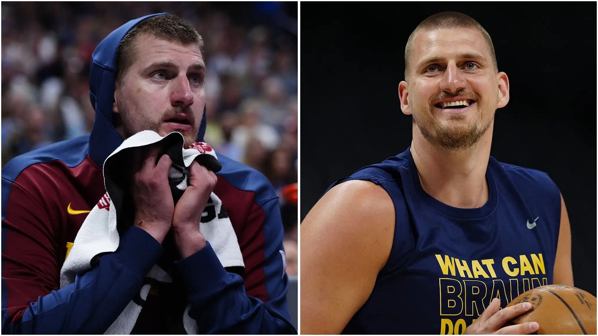 NBA fans react to Nikola Jokic chilling shirtless in Serbia. (Photos: IMAGN)