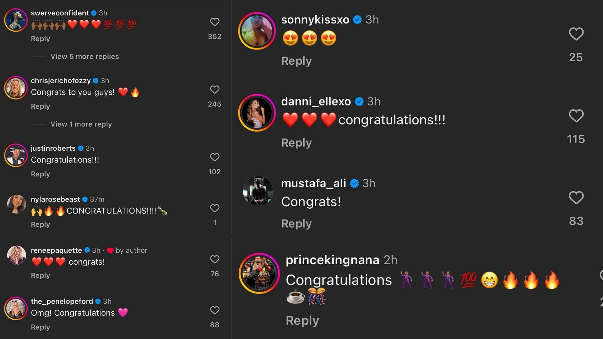 Comments to Will Ospreay&#039;s announcement [Source : Instagram]