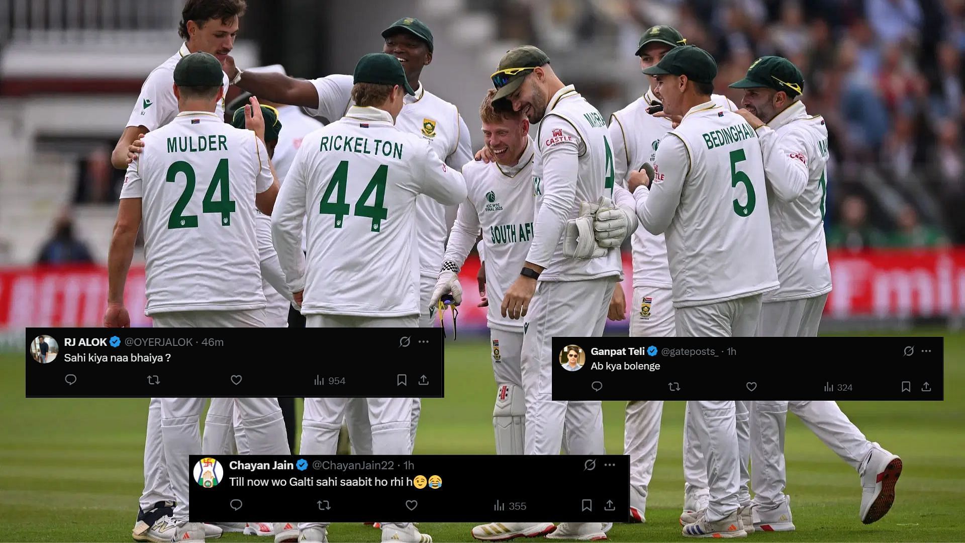 South Africa have dominated the opening session on Day 1 of SA vs AUS 2025 WTC final (Image Credits: Getty &amp; @OYERJALOK/X,@ChayanJain22/X,@gateposts_/X)