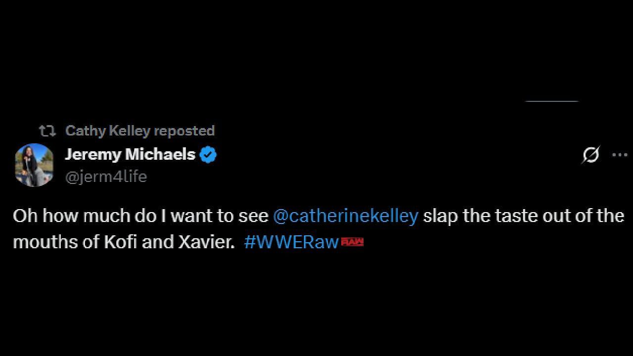 Cathy Kelley reposted the post (via X)