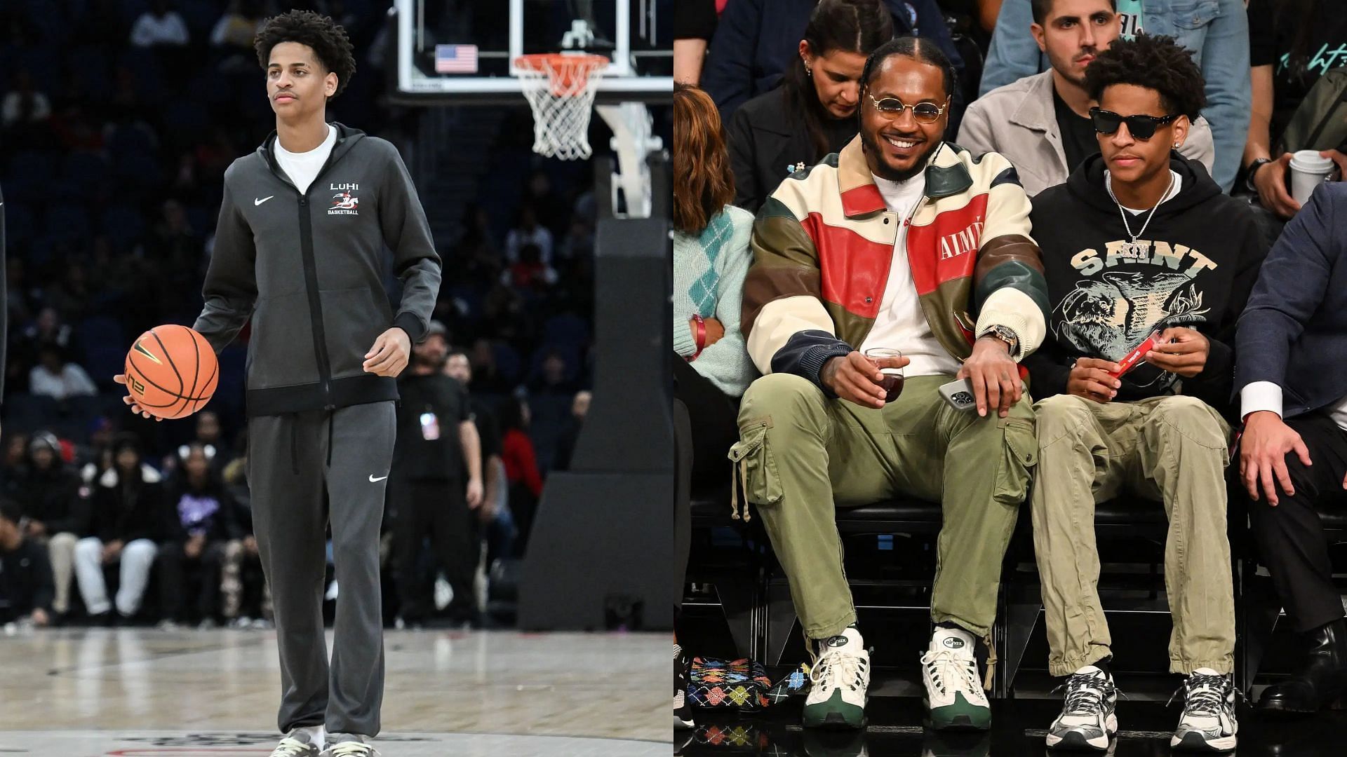 Kiyan Anthony and his dad Carmelo Anthony