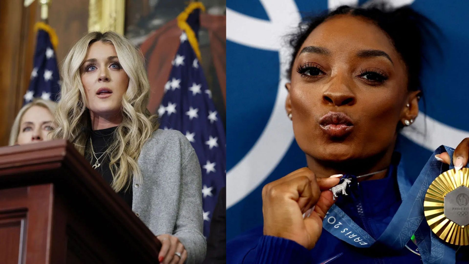 “Simone Biles would have zero Olympic medals”- Riley Gaines gives detailed response to gymnast over row involving transgender athletes