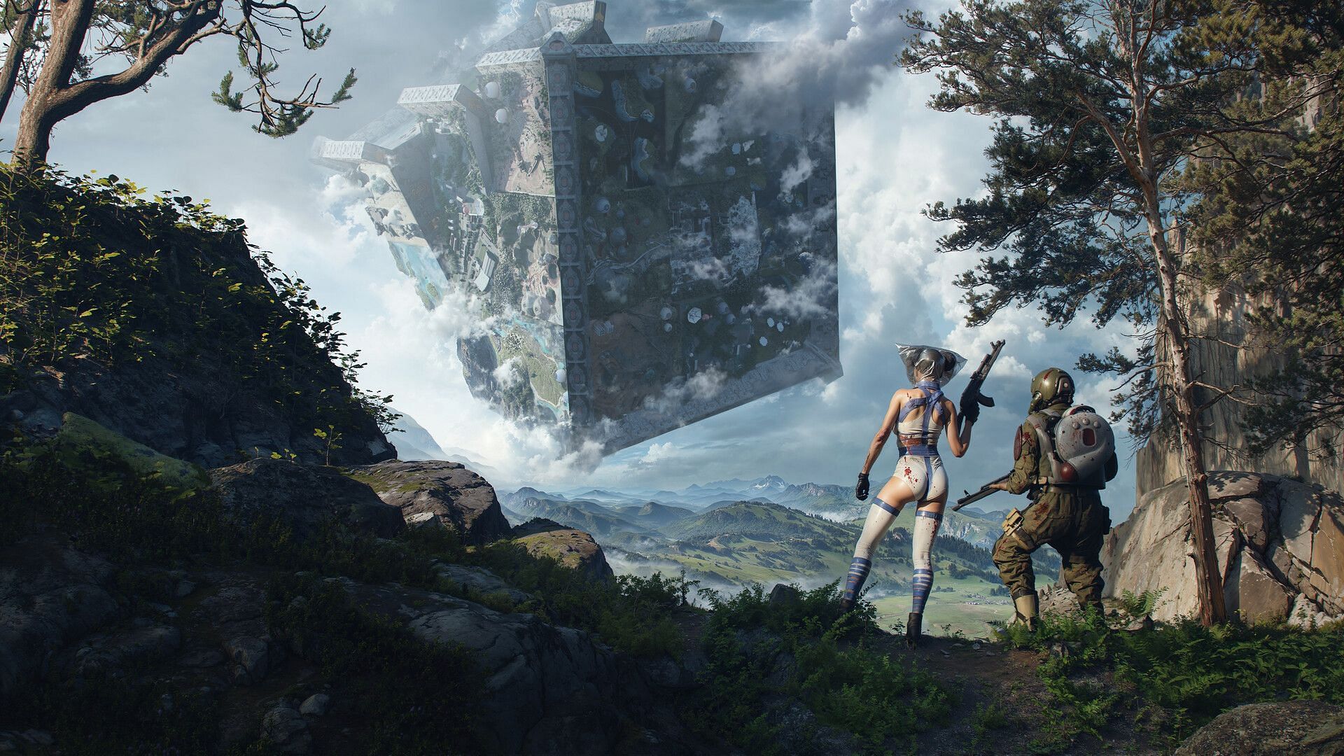 A brand new MMO set in the levitating cube flying in the Atomic universe (Image via Mundfish)