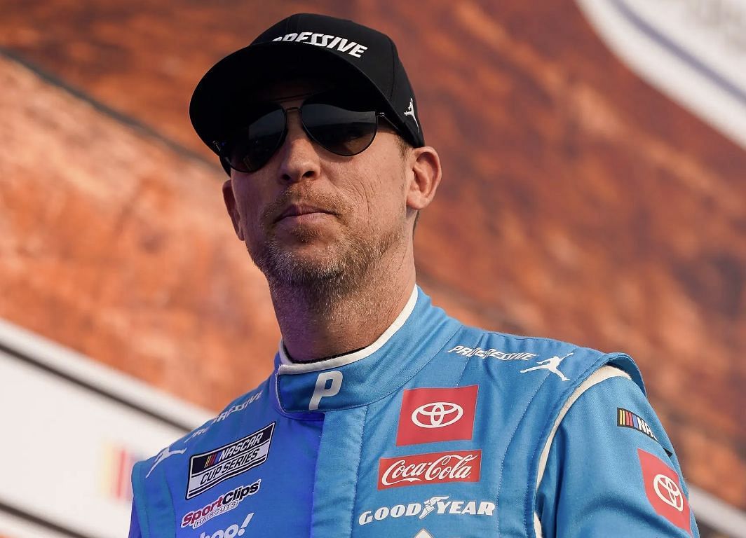 NASCAR Cup Series driver Denny Hamlin is introduced before the Cracker Barrel 400 at Nashville Superspeedway in Lebanon, Tenn., Sunday, June 1, 2025. (Source: IMAGN)