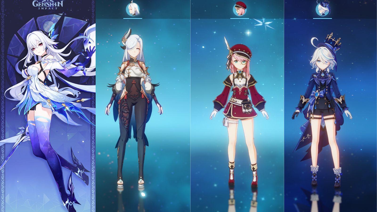 Skirk, Shenhe, Charlotte, and Furina (Image via HoYoverse)
