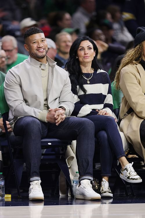 Notre Dame HC Marcus Freeman (L) with his wife Joanna (R) - Source: Getty