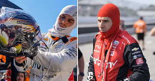 Pato O'Ward performs a helmet swap with “fastest man he’s ever seen in an IndyCar” Will Power