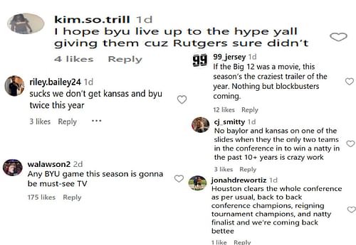 Hoops fans react to upcoming Big 12 matchups (source: IG/ br_hoops )