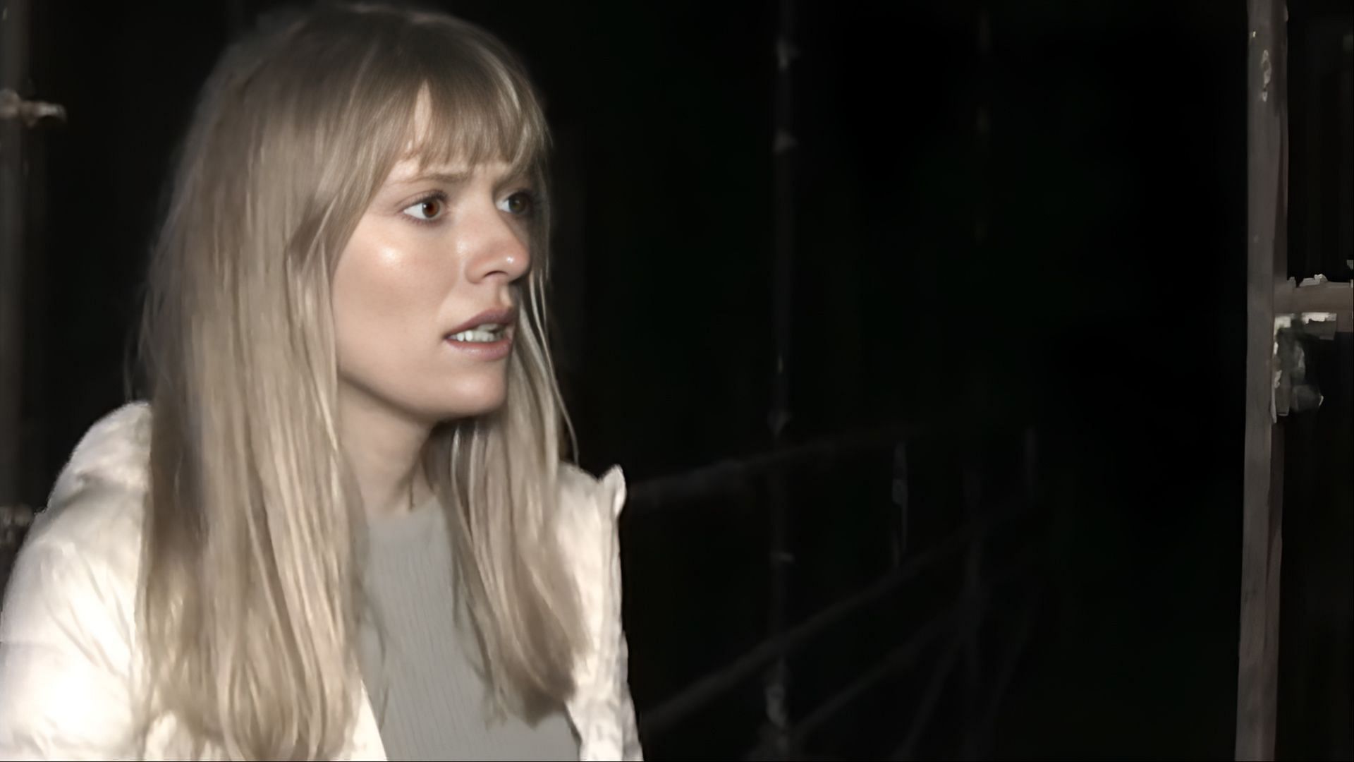 A scene featuring Riley, played by Sarah Durn, captured during a chilling moment in the film. (Imagw via YouTube/Chris Stuckmann)