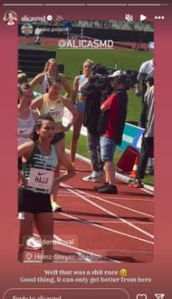 Screenshot of Alica Schmidt's Instagram story (@alicasmd/ig)