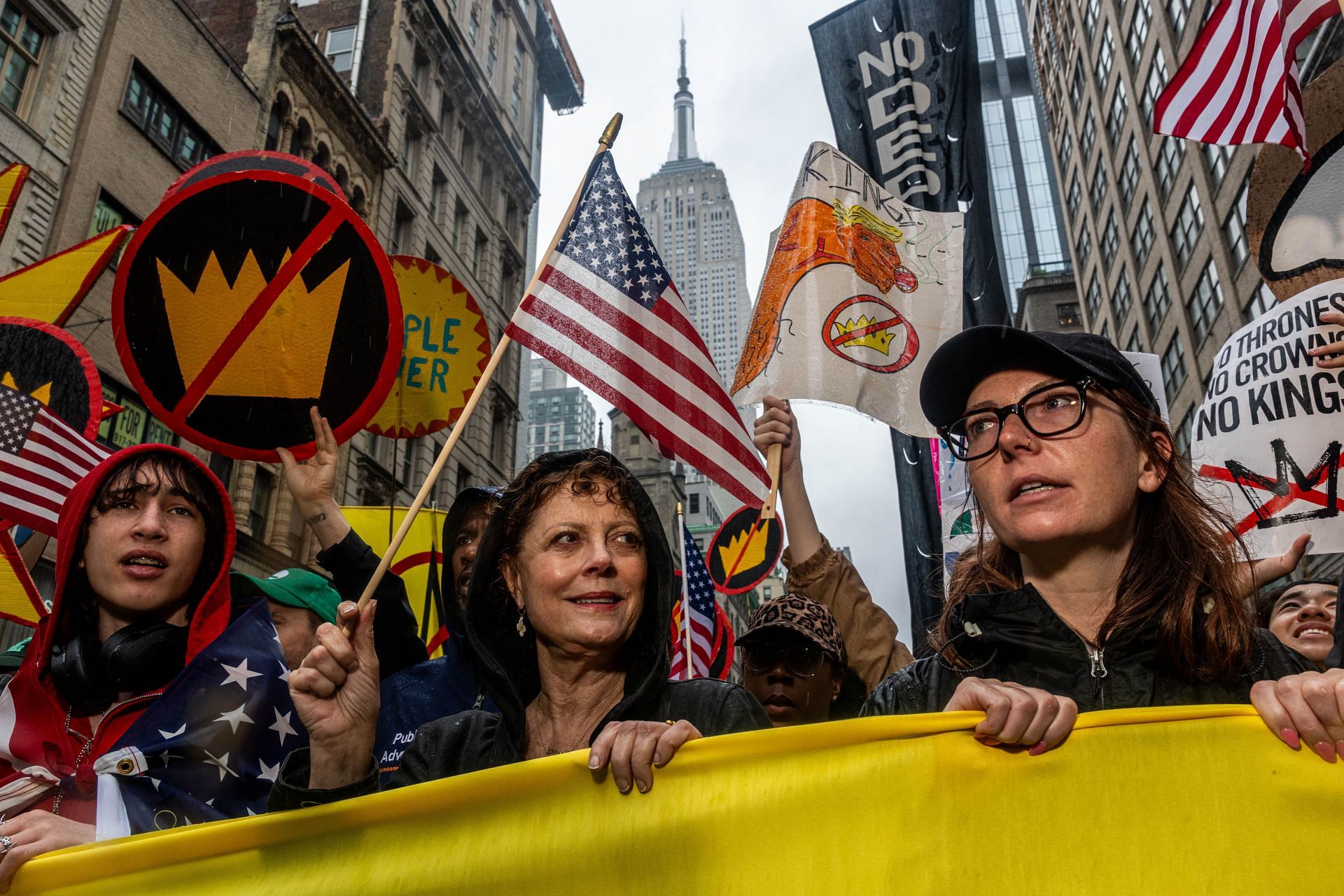 Susan Sarandon was part of the No Kings protest held in Bryant Park, New York City (Image via Getty)