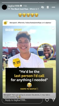 Tiafoe reacts to the feelings of his colleagues on his unavailability; Instagram - @ Bigfoe1998