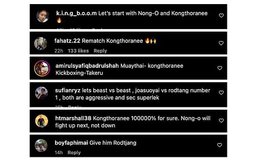 Screenshot of comments. [ONE Championship/Instagram]