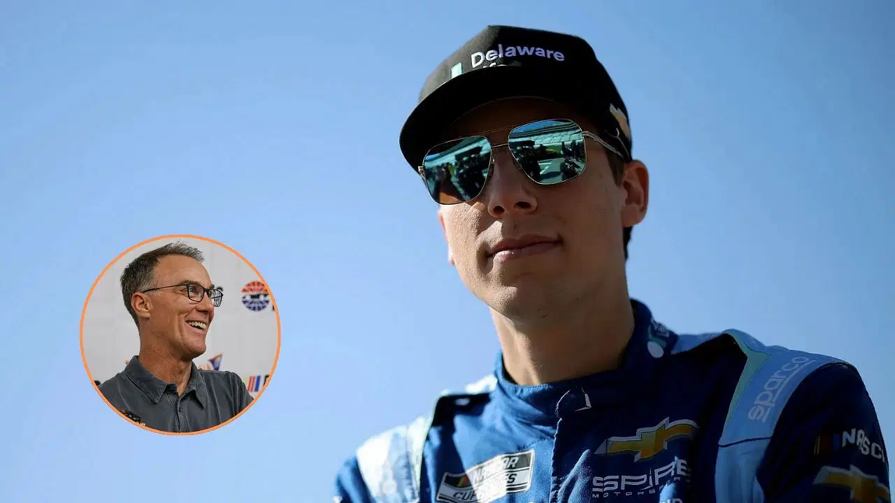 In Picture: Carson Hocevar (foreground) and Kevin Harvick (circle). Credit: Imagn Images