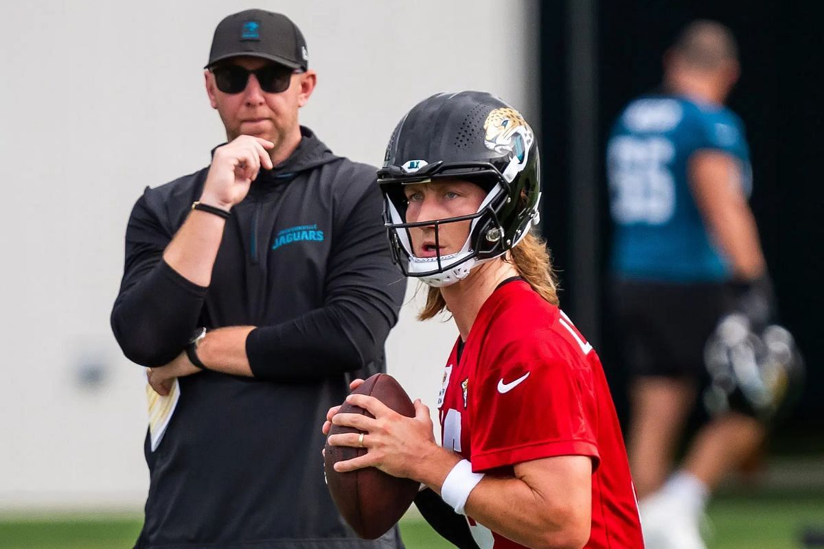 Liam Coen clears the air around Trevor Lawrence injury concern after Jaguars QB spotted with throwing sleeves at minicamp (Image Credits - IMAGN)
