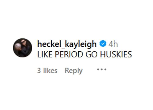 Heckel's reaction to UConn rowing freshman Chrys' IG post | via @nayiachrys/ig