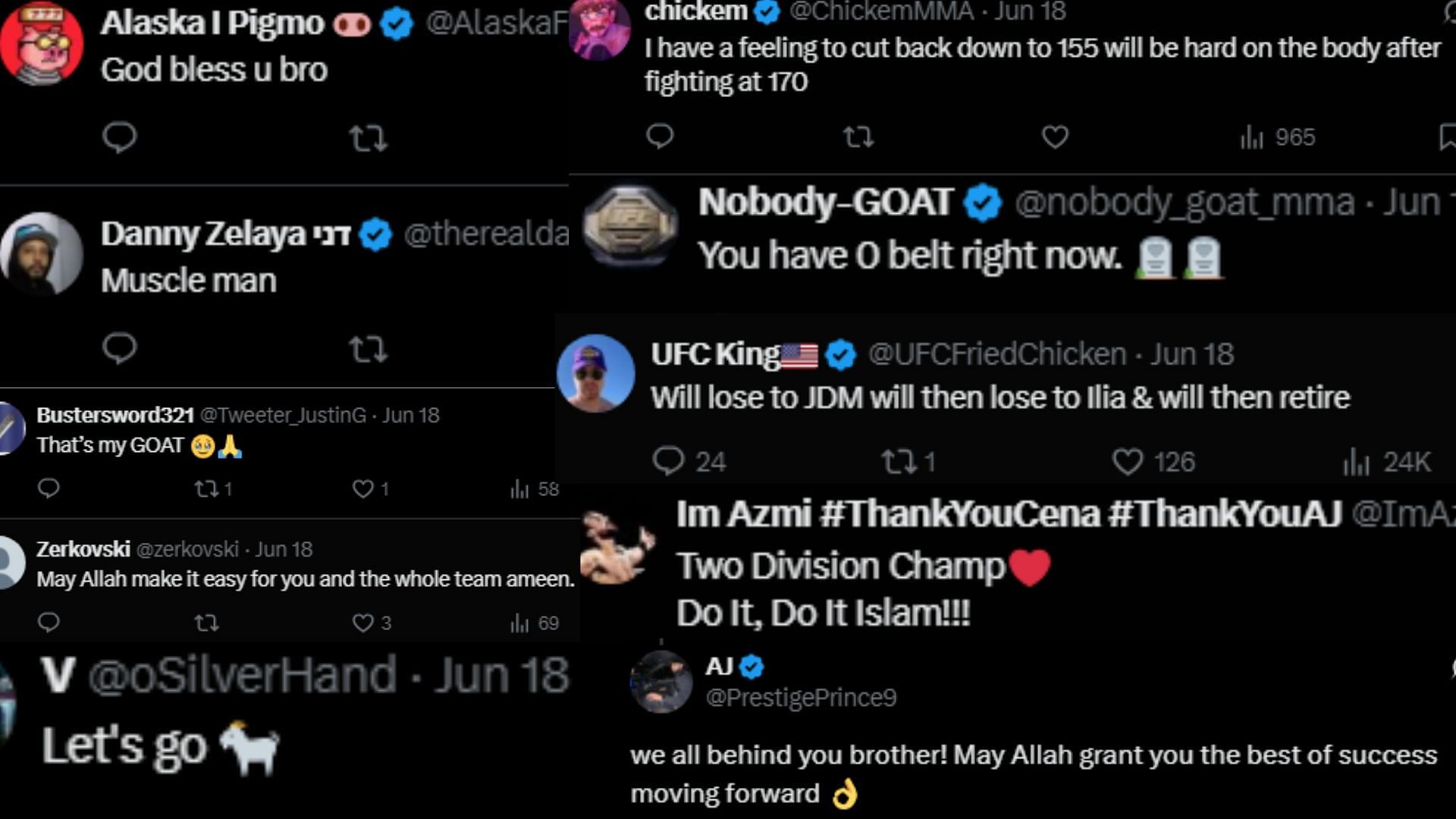 Fan comments. [Screenshots courtesy: @MAKHACHEVMMA on X]