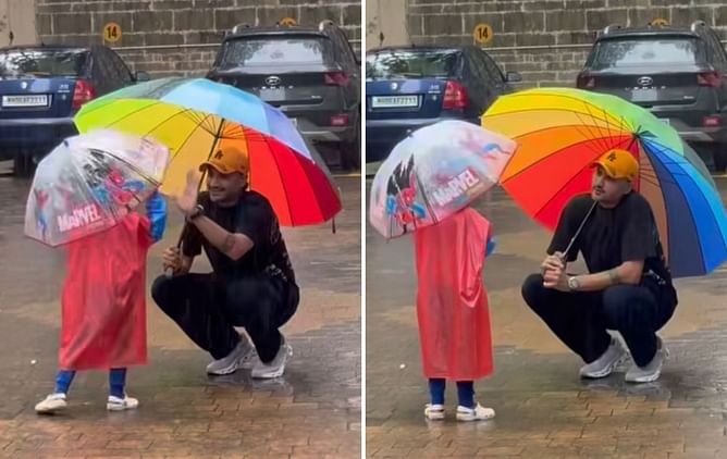 "My Spider-Man" - Harbhajan Singh shares an adorable video as he enjoys rain with his 4-year-old son [Watch]